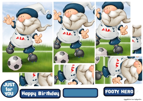 Football Gnome White and Blue Pyramid