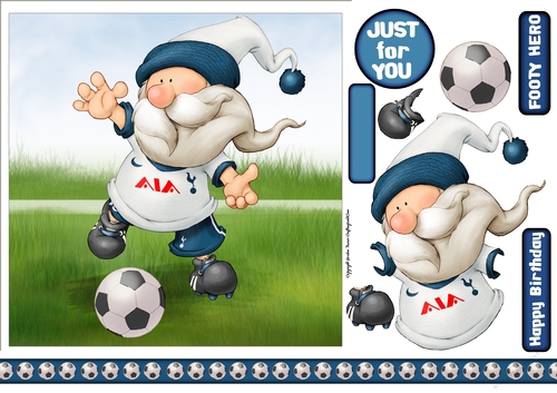 Football Gnome White and Blue 7x7 Quick Card