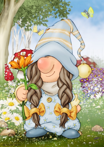 Mrs Gnome Summer (Blue) A4