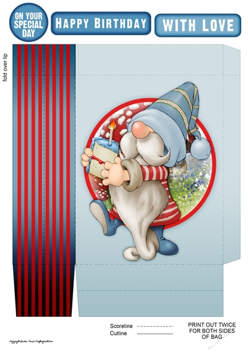 Birthday Gnome (Blue) Mini Gift Bag