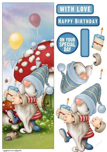 Birthday Gnome (Blue) Large Vertical DL