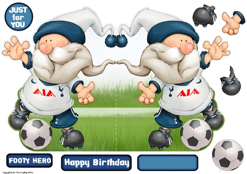 Football Gnome White and Blue Shaped Card