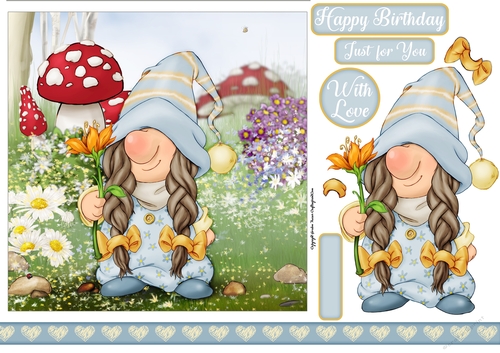 Mrs Gnome Summer (Blue) 7x7 Quick Card