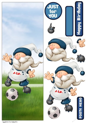Football Gnome White and Blue Large Vertical DL