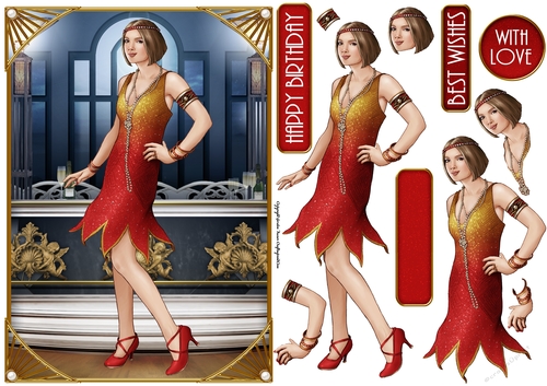 Art Deco Lady Arabella (Red)