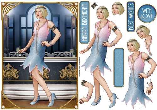 Art Deco Lady Arabella (Blue)
