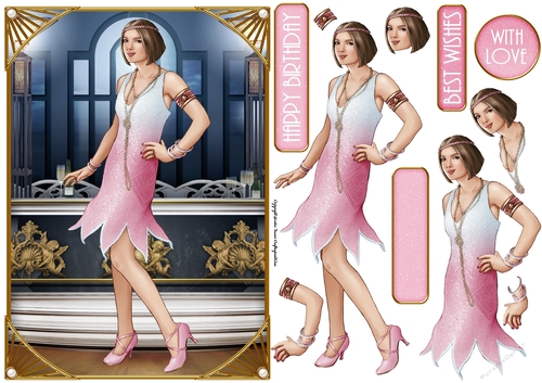 Art Deco Lady Arabella (Pink)