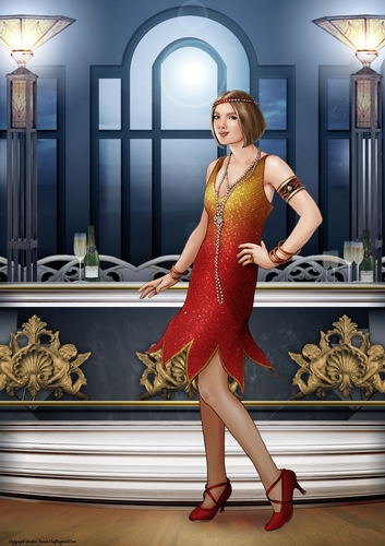 Art Deco Lady Arabella A4 (Red)