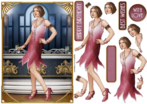 Art Deco Lady Arabella (Dark Pink)