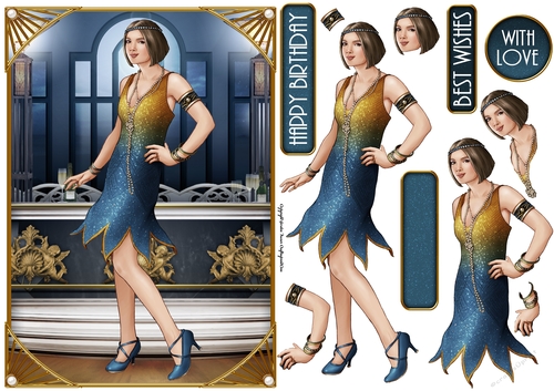 Art Deco Lady Arabella (Dark Blue)