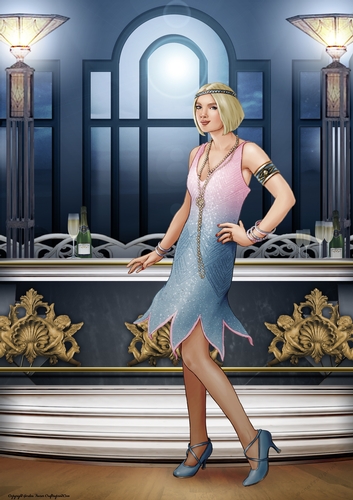Art Deco Lady Arabella A4 (Blue)