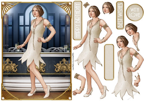 Art Deco Lady Arabella (Cream)