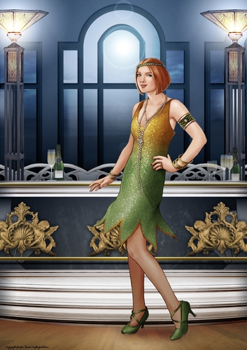 Art Deco Lady Arabella A4 (Green)