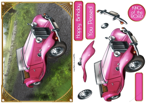 Vintage Sports Car (Pink)