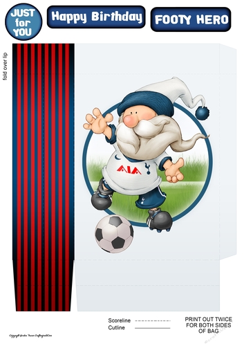 Football Gnome White and Blue Mini Gift Bag