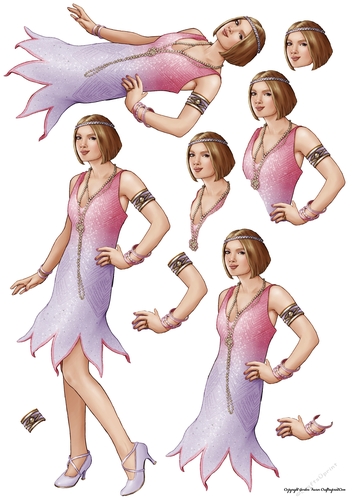 Art Deco Lady Arabella Decoupage Sheet (Lilac)