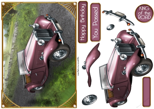Vintage Sports Car (Dark Pink)