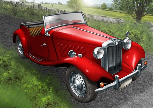 Vintage Sports Car A4 (Red)
