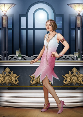 Art Deco Lady Arabella A4 (Pink)