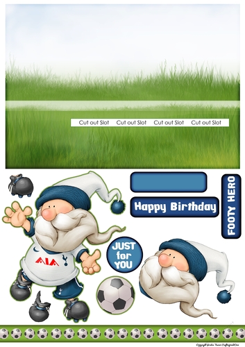 Football Gnome White and Blue Slider Card