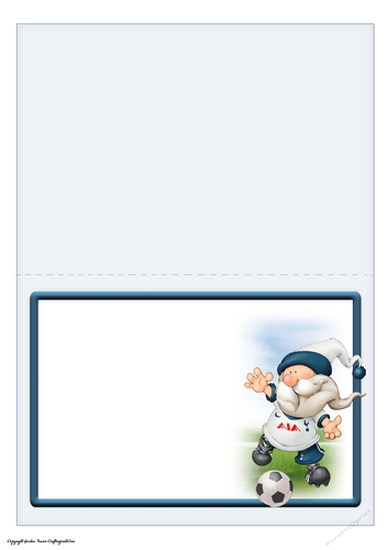 Football Gnome White and Blue Slider Card Insert