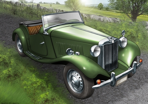 Vintage Sports Car A4 (Green)
