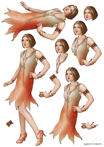 Art Deco Lady Arabella Decoupage Sheet (Peach)