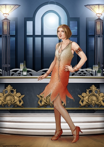 Art Deco Lady Arabella A4 (Peach)