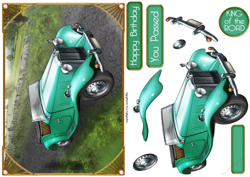 Vintage Sports Car (Aqua)