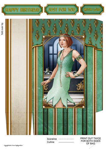 Art Deco Lady Arabella (Aqua) Mini Gift Bag