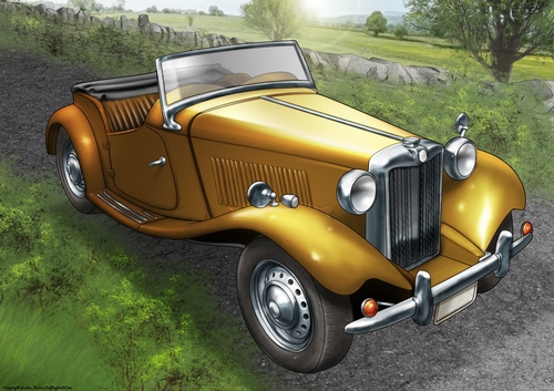 Vintage Sports Car A4 (Gold)