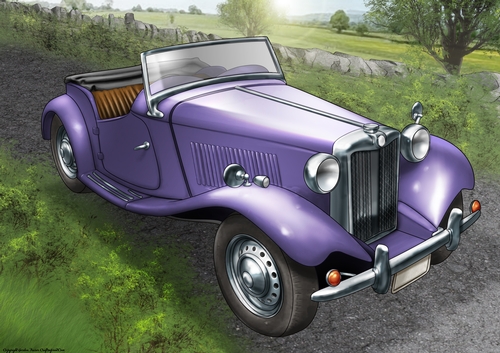 Vintage Sports Car A4 (Lilac)