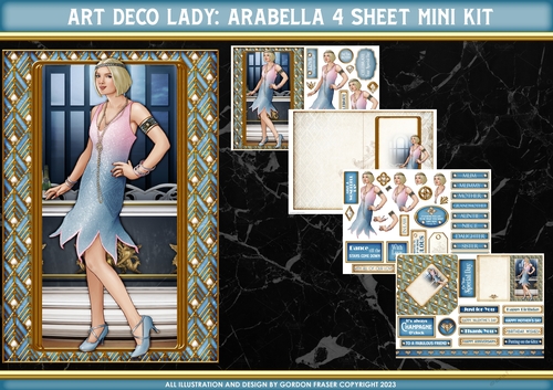 Art Deco Lady Arabella 4 Sheet Mini Kit (Blue)