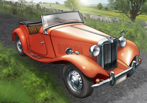 Vintage Sports Car A4 (Peach)
