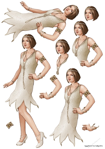 Art Deco Lady Arabella Decoupage Sheet (Cream)