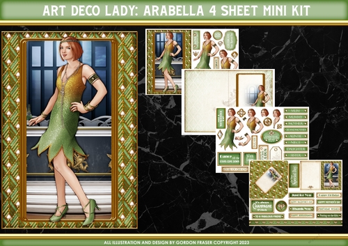 Art Deco Lady Arabella 4 Sheet Mini Kit (Green)