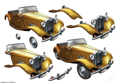 Vintage Sports Car Decoupage Sheet (Gold)