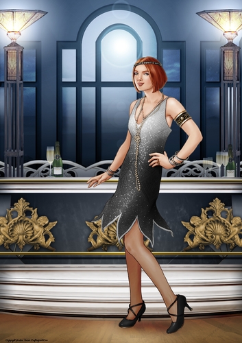 Art Deco Lady Arabella A4 (Black)
