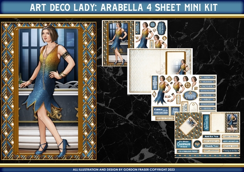 Art Deco Lady Arabella 4 Sheet Mini Kit (Dark Blue)