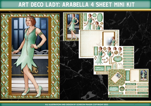 Art Deco Lady Arabella 4 Sheet Mini Kit (Aqua)