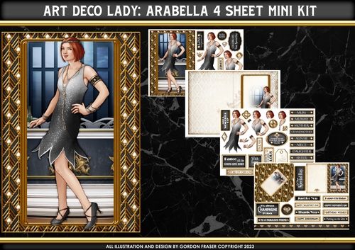 Art Deco Lady Arabella 4 Sheet Mini Kit (Black)