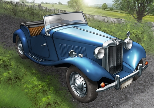 Vintage Sports Car A4 (Dark Blue)
