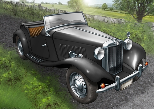 Vintage Sports Car A4 (Black)