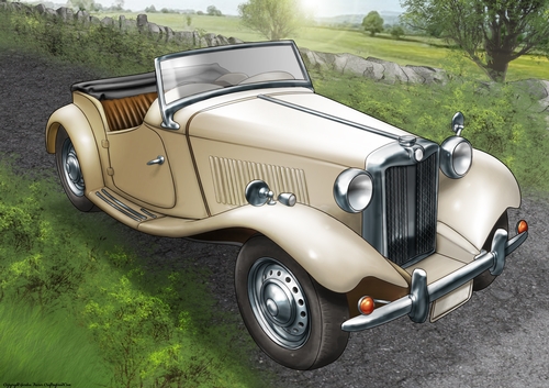 Vintage Sports Car A4 (Cream)