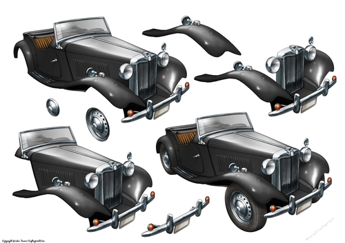 Vintage Sports Car Decoupage Sheet (Black)