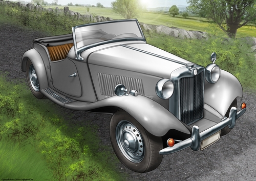 Vintage Sports Car A4 (Silver)