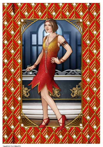 Art Deco Lady Arabella A4 Gift Box (Red)