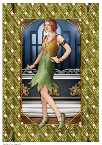 Art Deco Lady Arabella A4 Gift Box (Green)