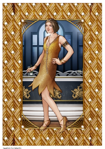 Art Deco Lady Arabella A4 Gift Box (Gold)