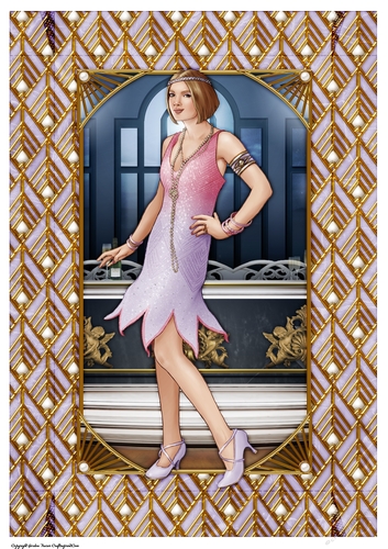 Art Deco Lady Arabella A4 Gift Box (Lilac)